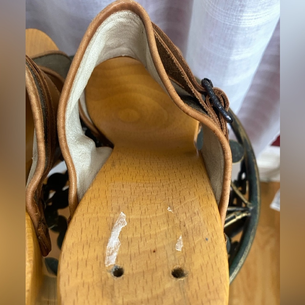 CNC Costume National Wood & Leather Platform Clog Sandal Size 41 Vintage - Picture 12 of 15